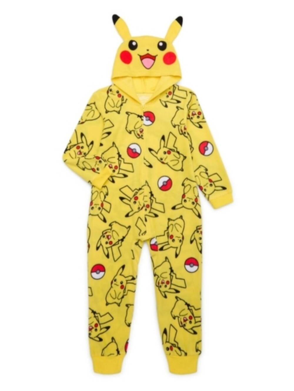 Pokemon Boys’ Size 14/16 Pikachu Union Suit Pajamas with Hood Onesie